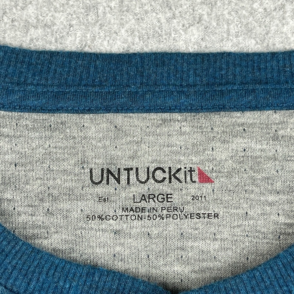 UNTUCKit Pullover Men Large Henley Teal Blue Grassi Lined Long Sleeve Thermal - Picture 2 of 9